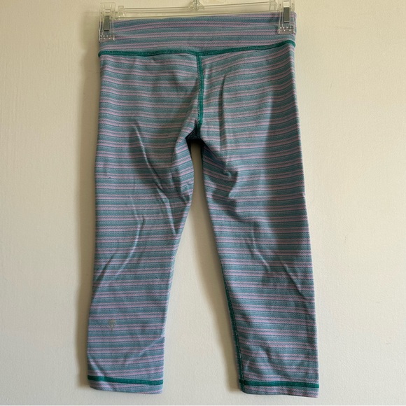 Ivivva by Lululemon Athletica Girls Pink Turquoise Cropped Leggings size 10 EUC - Picture 2 of 5